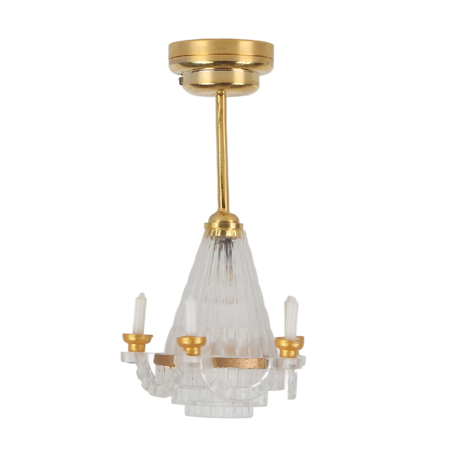 Miniature Chandelier 1/12 Scaled Vivid Decorative Mini Ceiling Lamp with 5 LED Candle for Dollhouse LED Miniature Chandelier