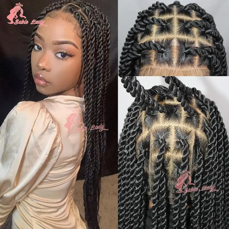 Senegalese Twist Braids Lace Front Wigs For Black Women Synthetic Full Lace Frontal Wigs Pre Plucked Box Braids Passion Twists