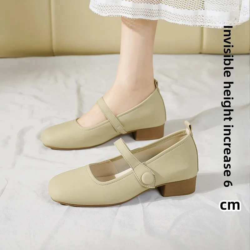 Natural Curl French Mary Jane Shoes Soft Leather Comfortable Low Heel Office Women Casual Loafers New