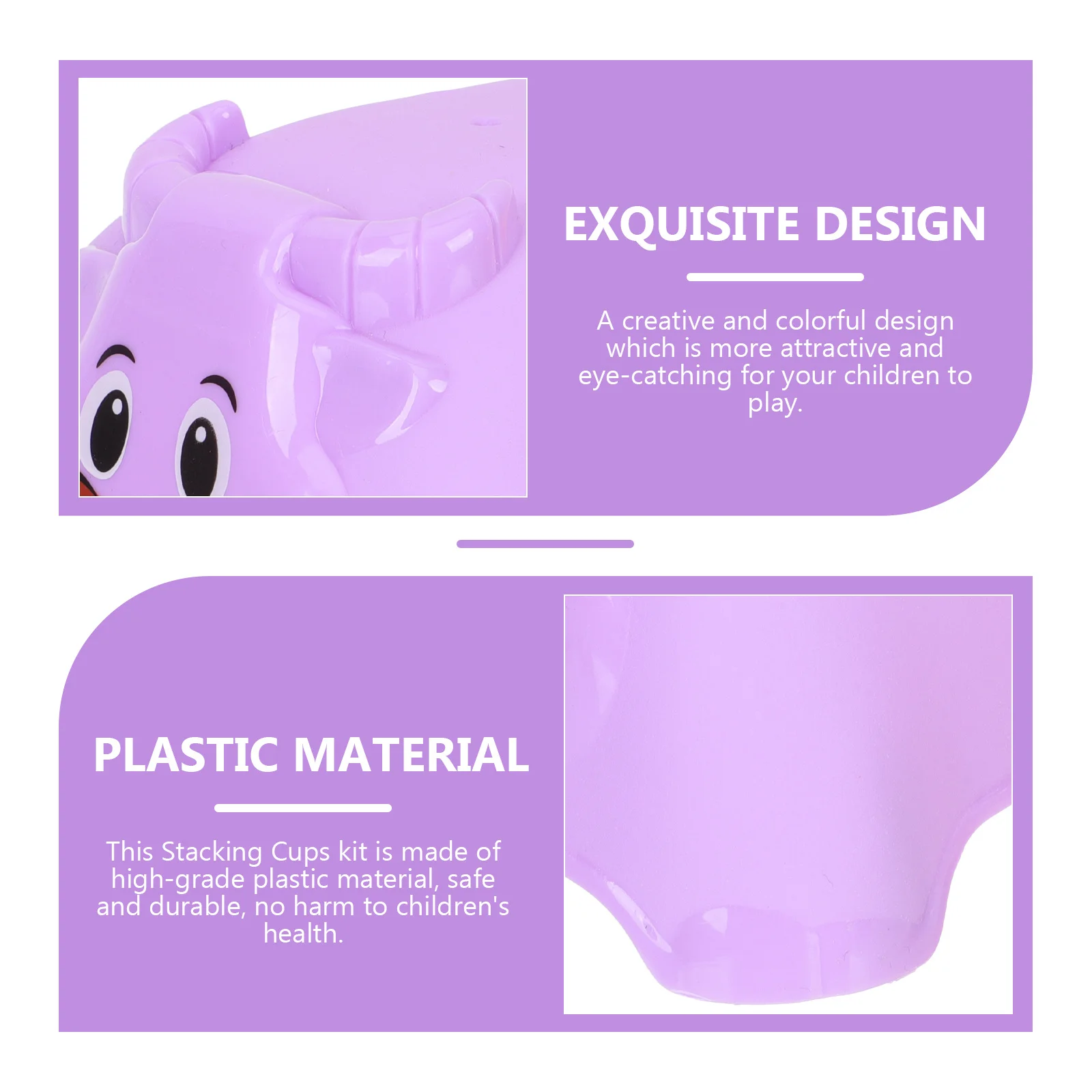 

1Set Cartoon Animal Stacking Cups Safe Plastic Baby Bath Cups Toddler 3D Shapes for Maths Resources