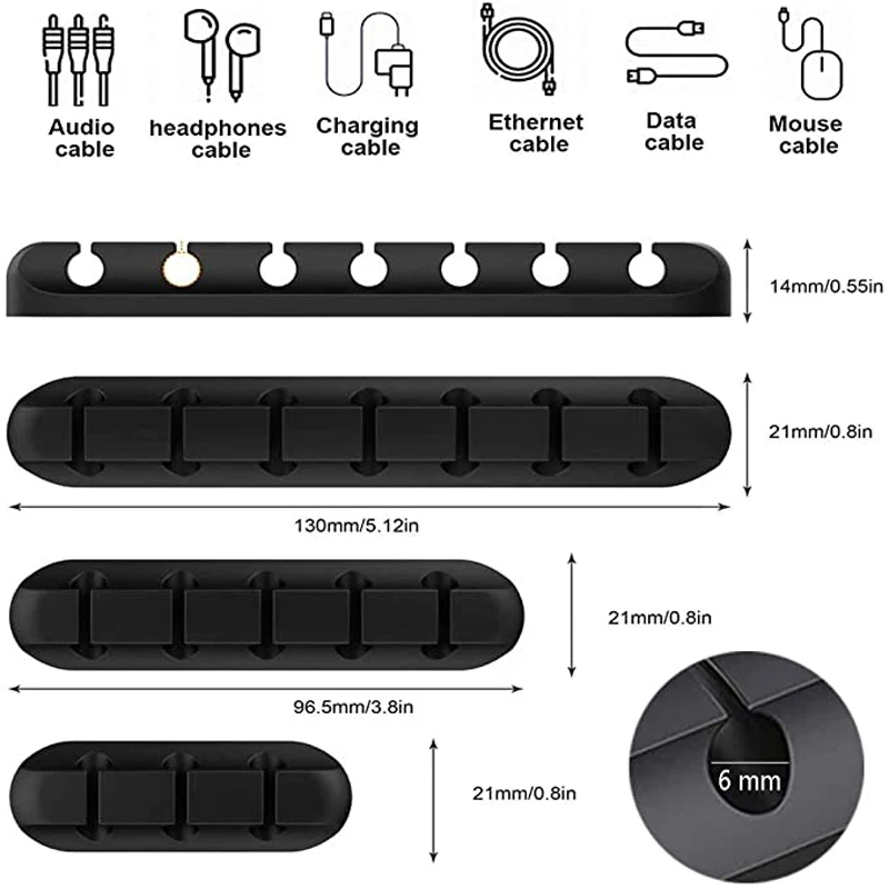 3 szt. Białe 357 gniazda zaciski oplot na kable USB do ładowania Organizer do kabli kabla do uchwytu na organizator do przewodów myszy