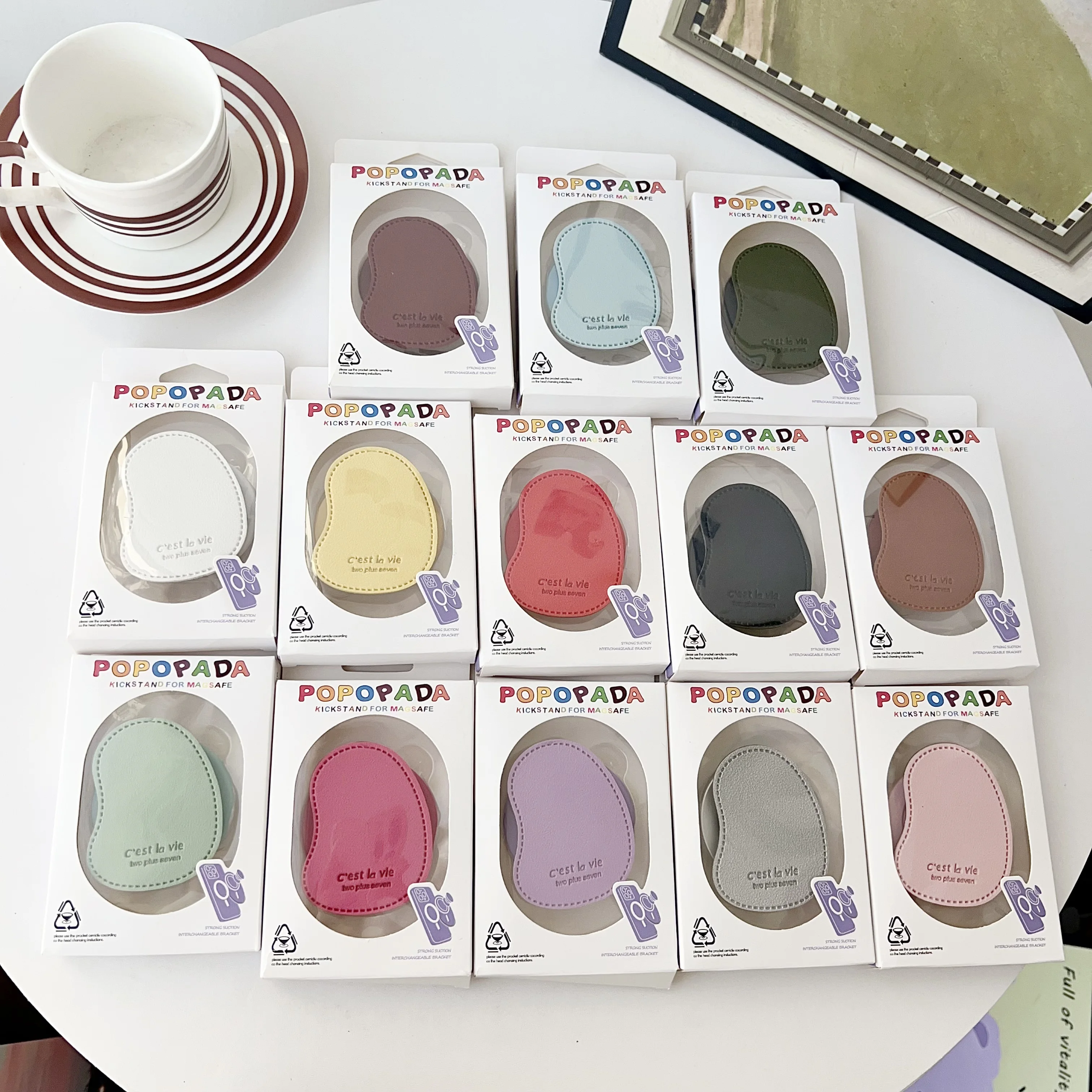 

Luxury Cute Leather For Magsafe Magnetic Phone Griptok Grip Tok Stand For iPhone 17Promax Wireless Charging Case Bracket Holder