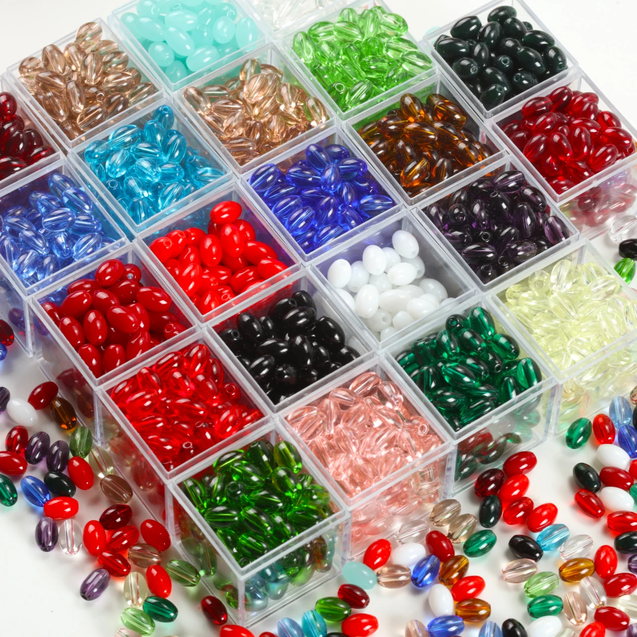 6x9mm Oval Smooth Glass Rice Grains Beads Spacer Loose Beads For Jewelry Making DIY Bracelets Necklaces Accessory Material