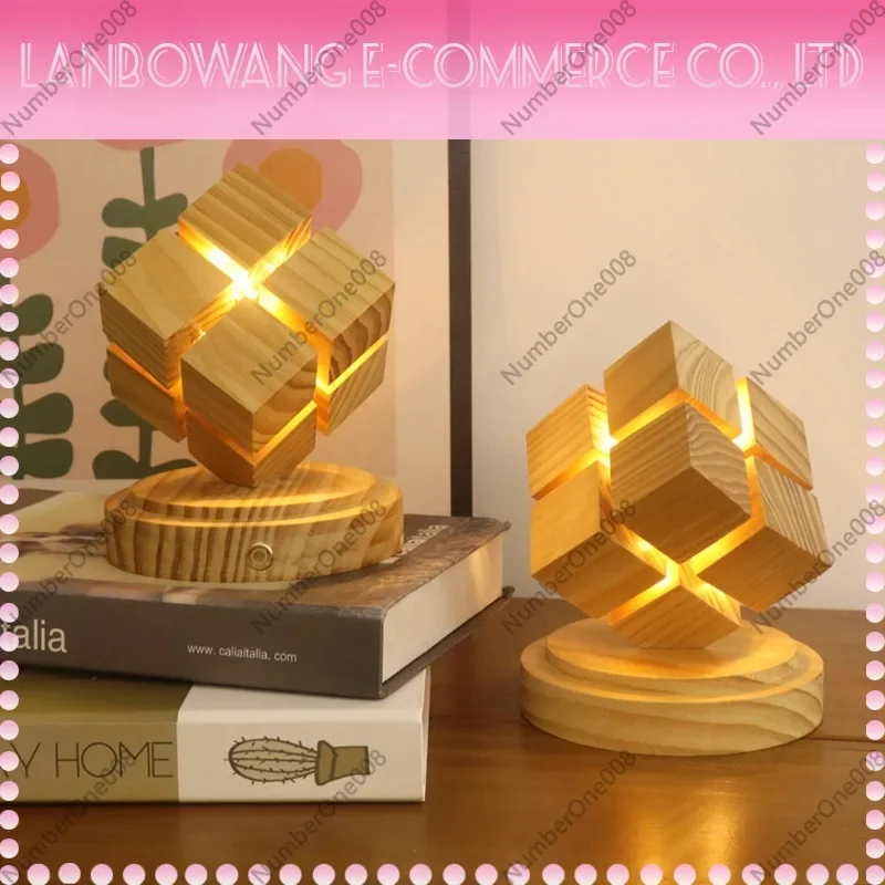 Creative Cube Night Light, USB Rechargeable Table Lamp, Bedroom Bedside Decor Ambient Mood Lighting