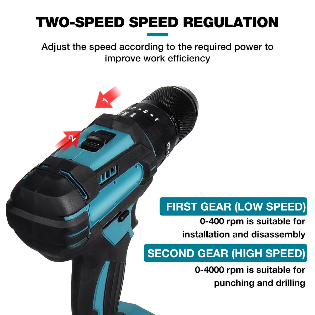 Dillpro 10MM Cordless Impact Drill High-Power Electric Drill Hammer Impact Winter Ice Drill Power Tool For Makita 18V Battery