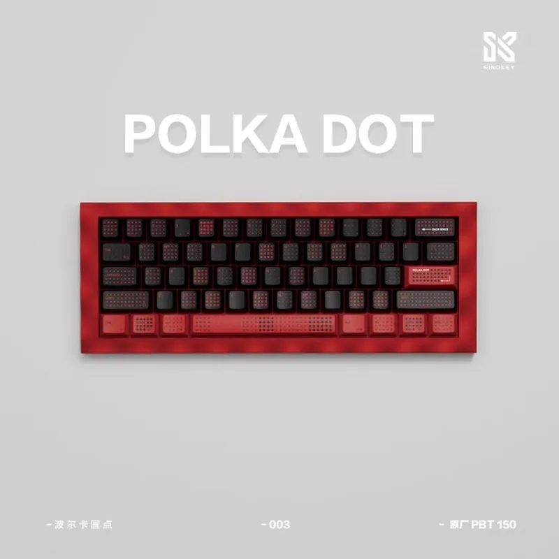 POLKA DOT-Capuchons de touches rouges pour clavier mécanique, aucun profil, 150 prédire, sublimation PBT, ajustement personnalisé, 60%-108%