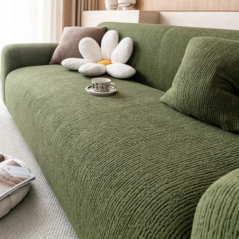 Polar Fleece Solid Stretch Sofa Cover All-Inclusive Universal Dustproof Couch Cover Skin-Friendly Furniture Protection Slipcover