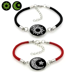2pcs/Set Luminous Couple Sun Moon Bracelet For Women Men Adjustable Woven Rope Charm Friendship Girlfriend Party Jewelry Gifts