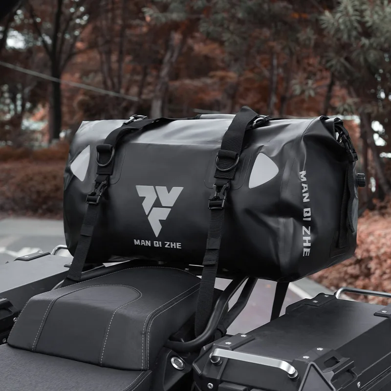 FEHER Motorbike Tail Bags Expandable 40L Large Capacity Tear-resistant Waterproof Motorcycle Seat Bags for Outdoor Riding Sports