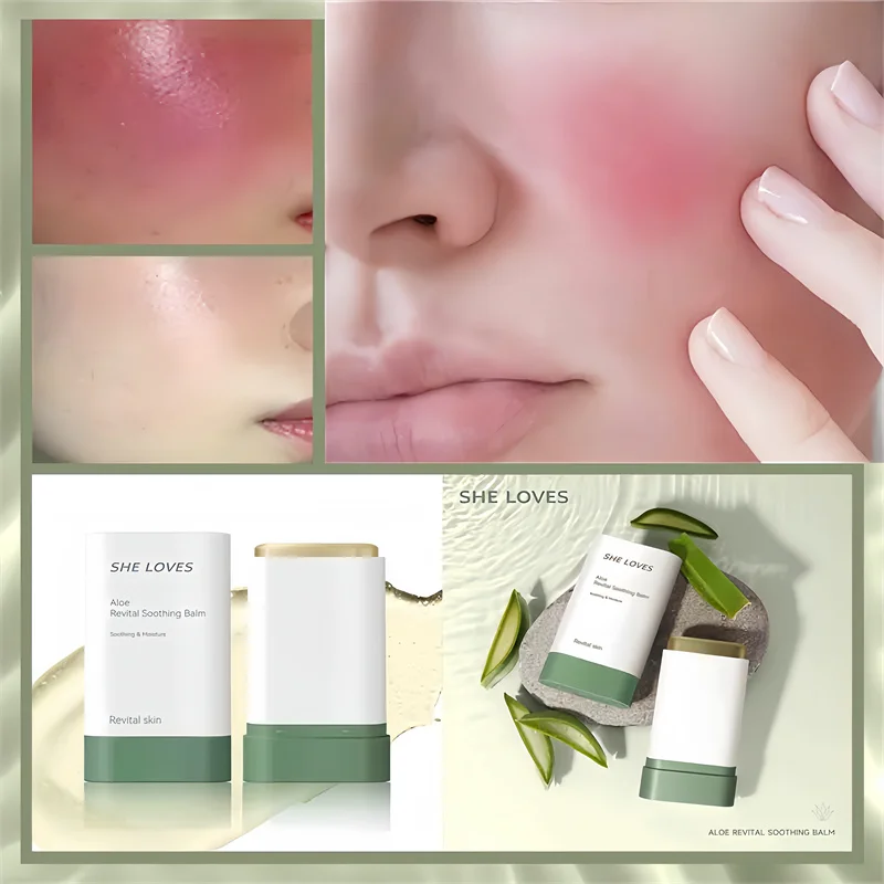 

Aloe Vera Soothing Stick Sun Repair Cream Improve Facial Redness Dry Itchy Peeling Hydrating Moisturizer Sensitive Skin Care Gel