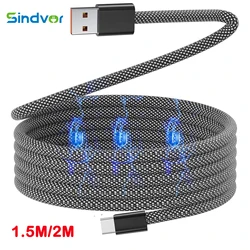 2M PD100W Magnetic Fast Charger Cable USB A To Type C Magnetic Suction Anti Winding QC 4.0 Cord for iPhone 15 14 MacBook Huawei