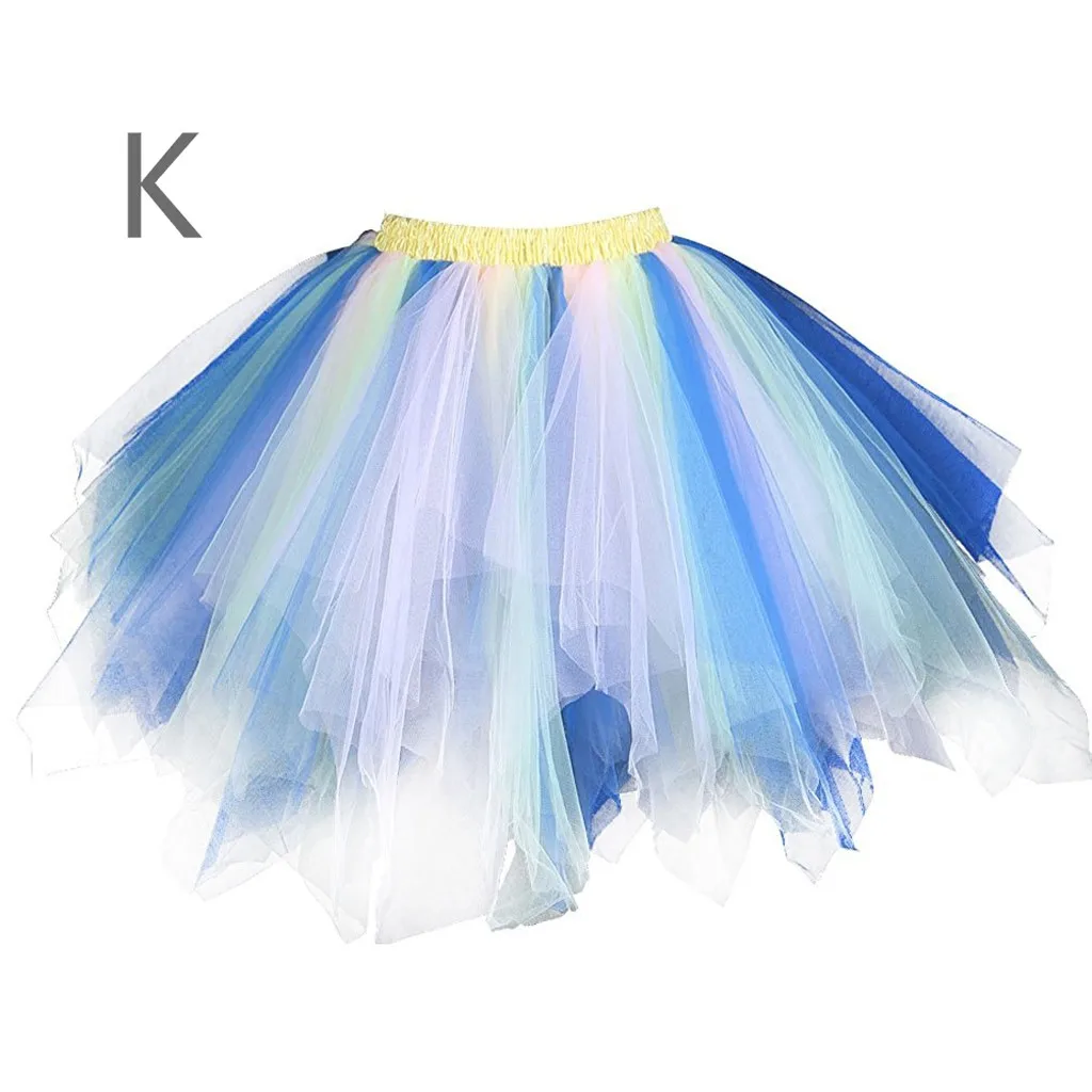 Princess Midi Fairy Tulle Skirt Pleated Dance Tutu Skirts Womens Lolita Petticoat Jupe Tulle Femme Party Puffy Skirts Adult