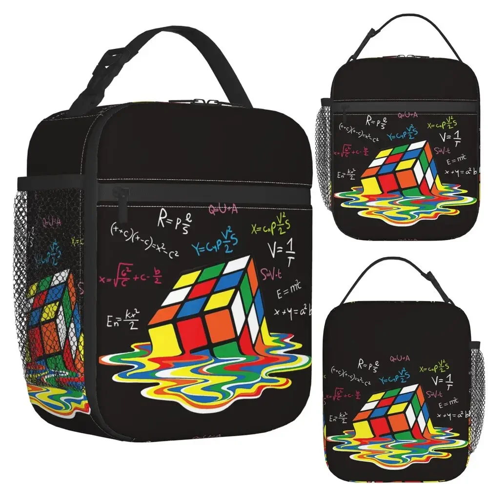 Math Rubiks Rubix Cube Insulated Lunch Bag for Women Office Cooler Thermal Food Box Tote Portable Lunch Boxes Container