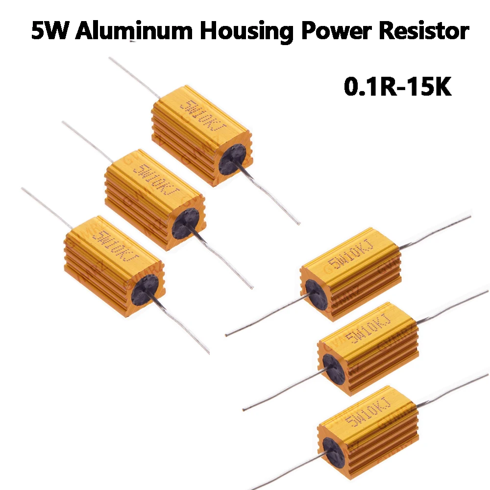 5W 0.1R  Aluminum Housing Power Resistor Wirewound Resistor Assorted Resistance Values for Electronic Projects 100R 10R 33 R80R