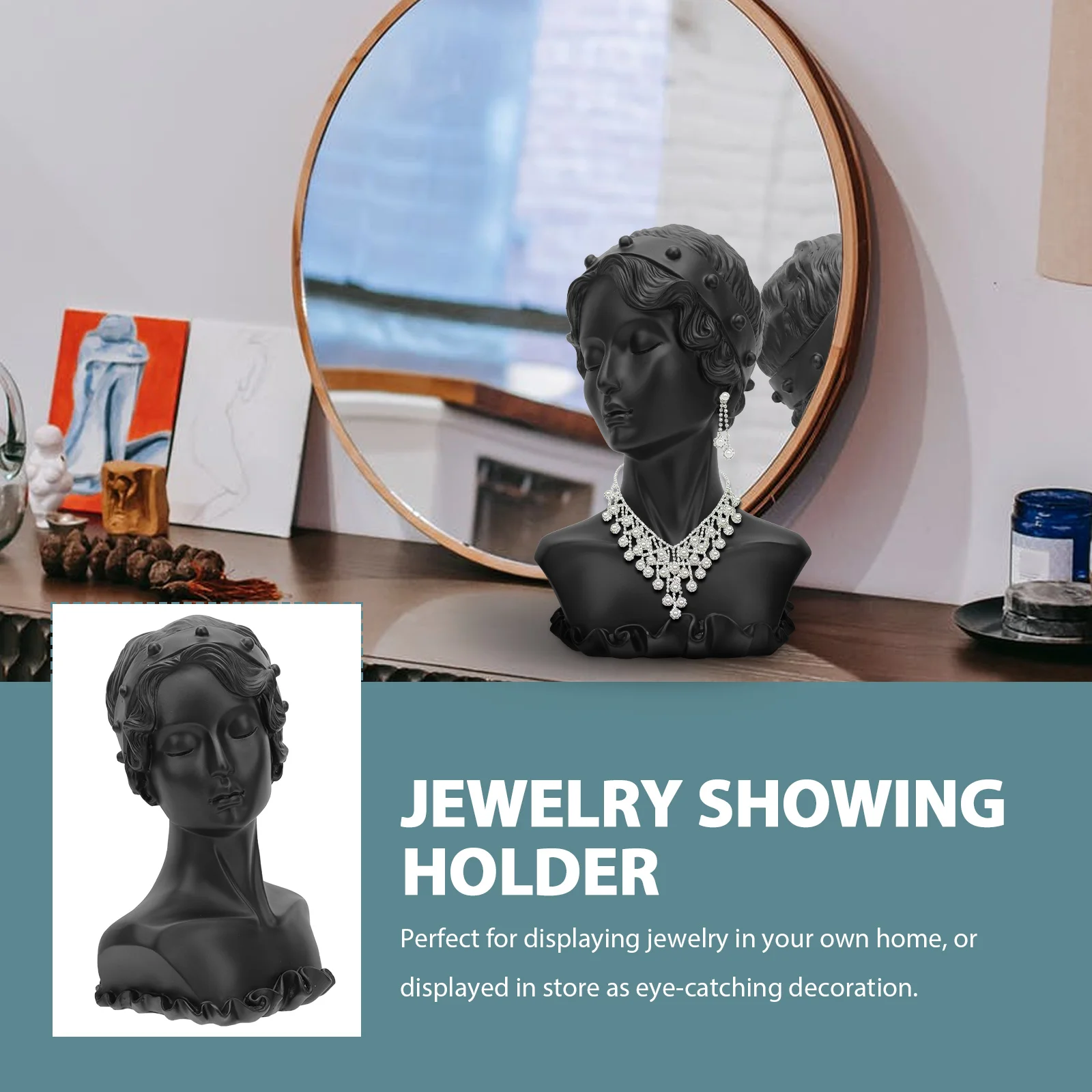 Jewelry Display Stand Decorative Rack Bust Head Stands Necklace Holder Standing Resin