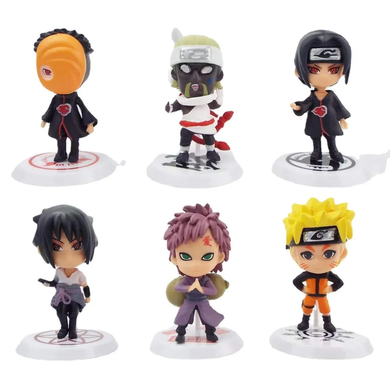 6Pcs/Set Japan Anime Figure Uzumaki Naruto Uchiha Sasuke Kakashi Mini Figurine Cake Car Decoration Toys Collection Doll Gifts