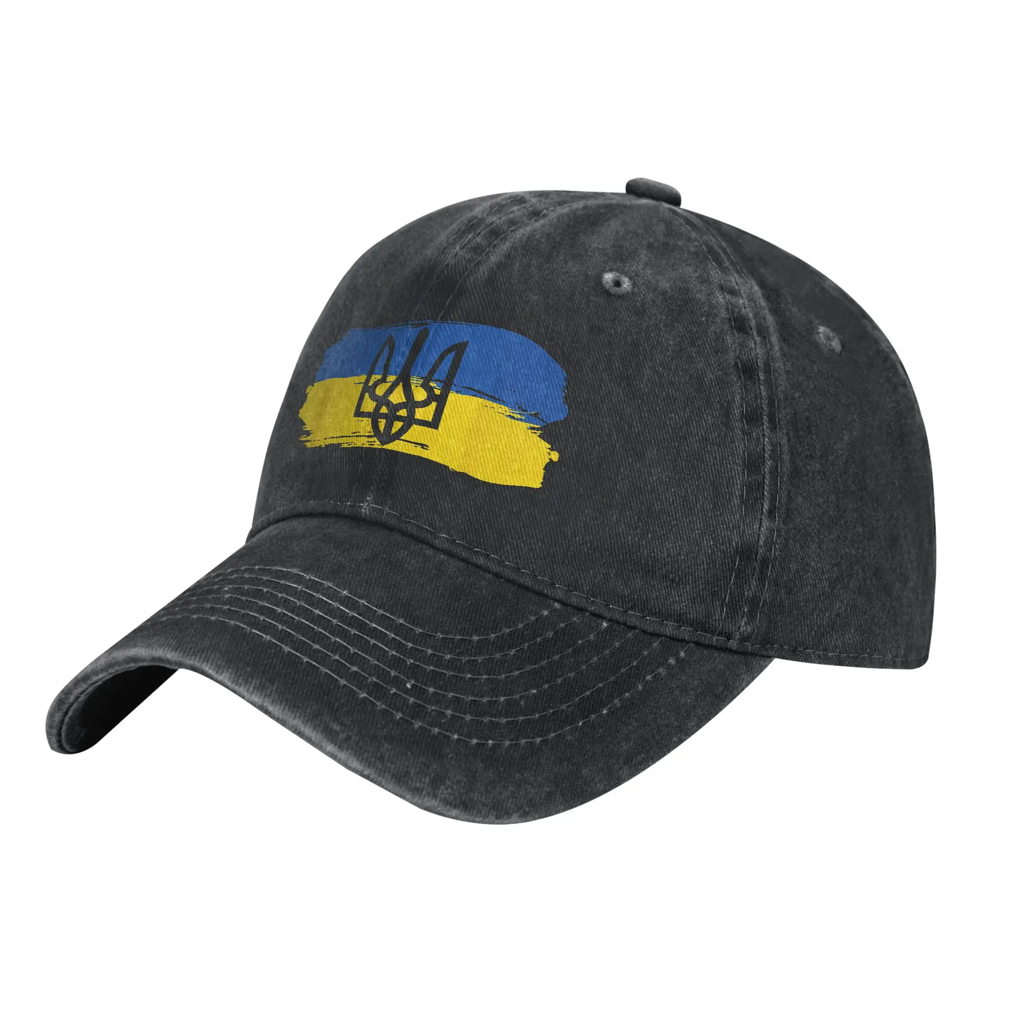 Ukraine Ukrainian Flag Baseball Cap Sun  Outdoor Sport Sun-Proof Washed Trucker Hat Female Male y2k Funny Print Baseball Caps