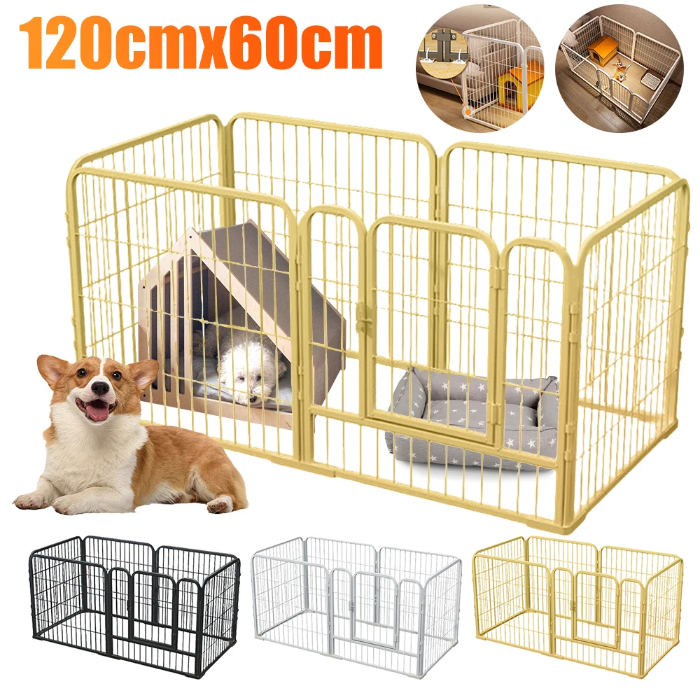 

6 Panels Heavy Duty Dog Puppy Playpen Foldable Metal Barrier Playpen Pet Security Fence Iron Exercise Kennel House Accessories