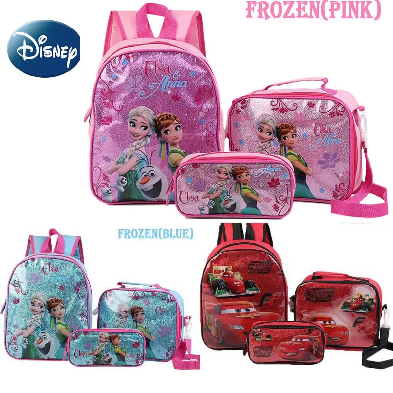 Disney Cartoon Princess Elsa Schoolbag Cute Large-capacity 3-piece Set of Children\'s Girls Boy Backpack Children\'s Schoolbag