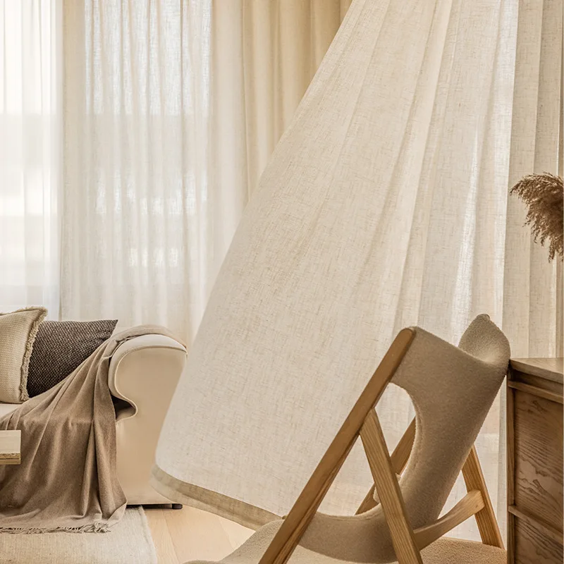 Faux Linen 310cm Height Living Room Window Curtains Heavy Sheer Curtains for Bedroom Kitchen High Quality Drapes