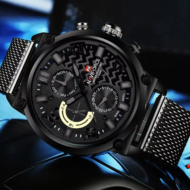 NAVIFORCE Black Luxury Men Watch Fashion Military Sport Man Watches Waterproof Wristwatch Male Creative Clock Masculino Relogio