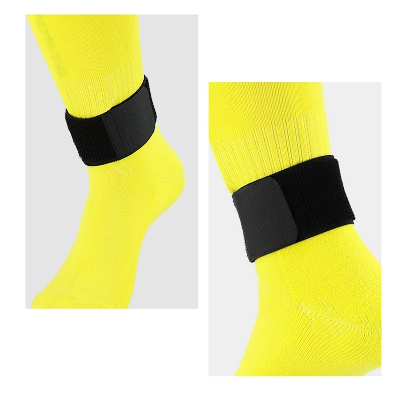 1 paio di parastinchi da calcio Stay Fixed Bandage Tape parastinchi prevengono la fasciatura sportiva elastica regolabile, nera