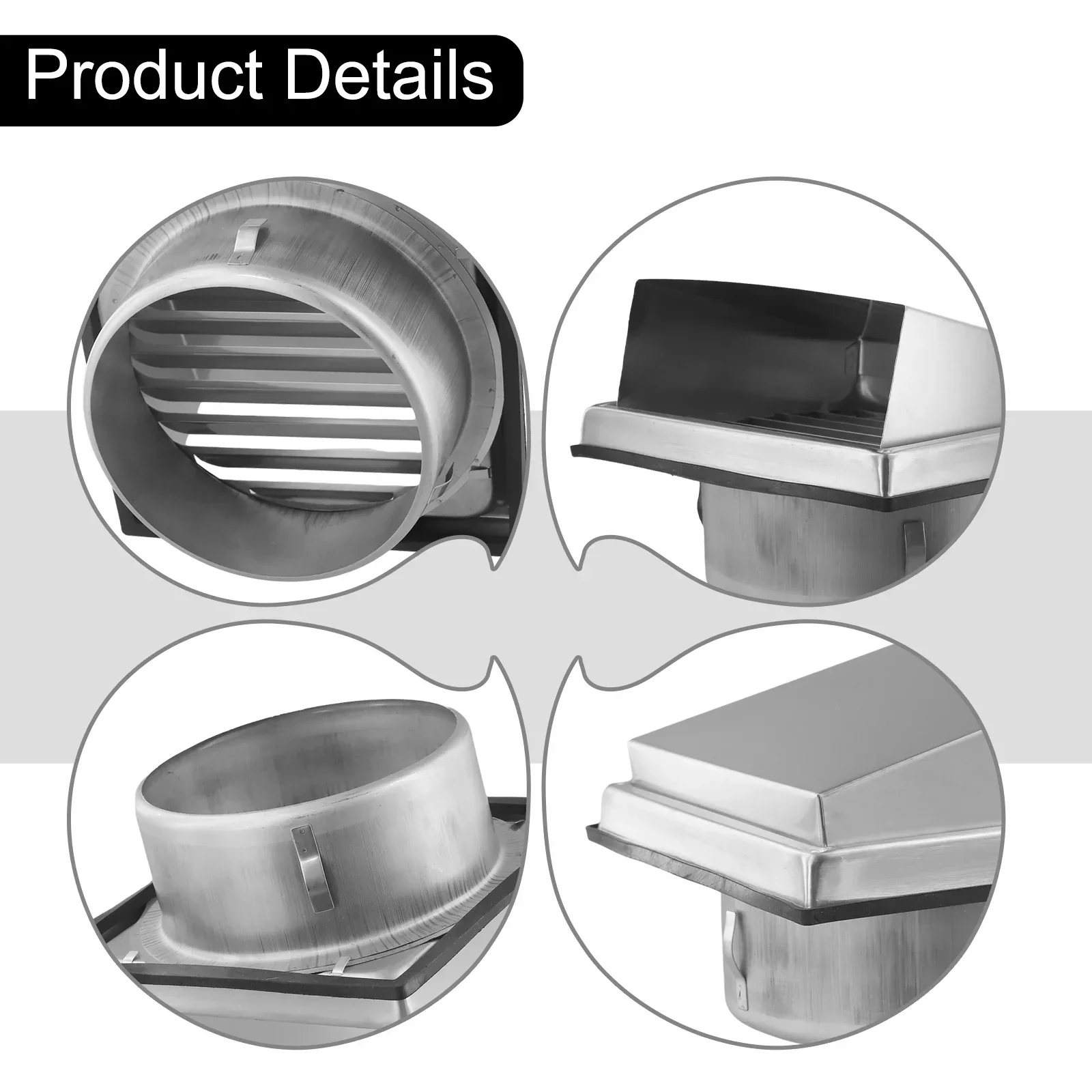 1 Set Extractor Fan Vent Cover Sealing Ring Screw Stainless Steel Square For Vented Tumble Dryer Bathroom Fan Kitchen Fan