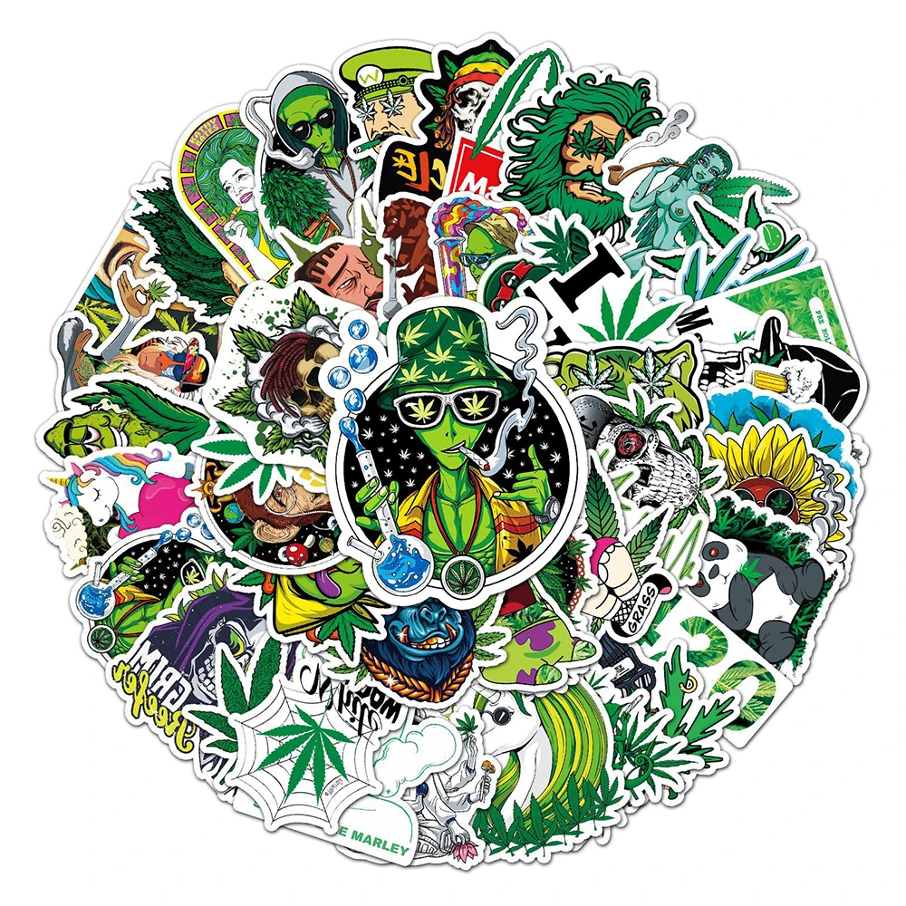 10/30/50PCS Weed Leaves Spoof Characters Graffiti Stickers Personalized Motorcycle Luggage Car Cool DIY Waterproof Stickers