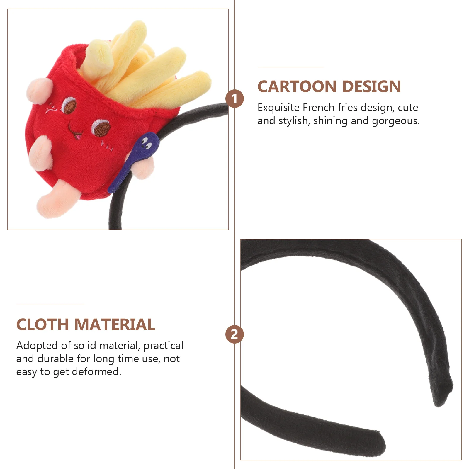 

Beavorty Funny French Fries Headband Food Party Cap Cosplay Accessory Halloween Dress Up Outfit Hair Hoop Decoration Supply