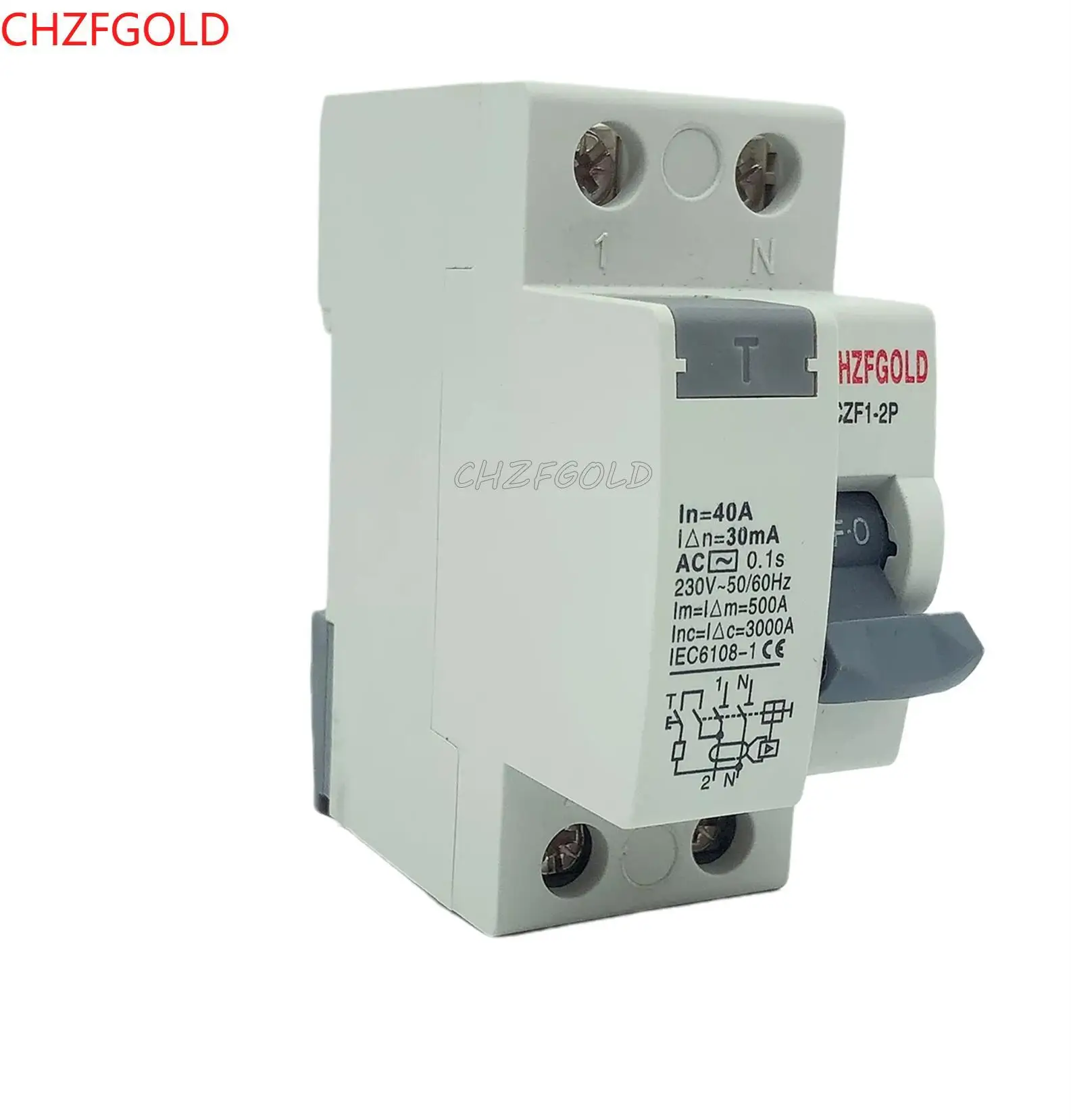 CHZFGOLD Recloser with A Type RCCB RCD ELCB25A  40A 63A 80A 30mA 100mA 300mA Safety Breaker