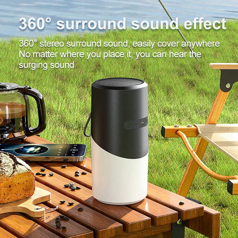 Outdoor RGB Lamp Sound Box Portable TWS Stereo Surround Bluetooth Speaker IPX5 Waterproof Subwoofer Support Tf Card Music Player