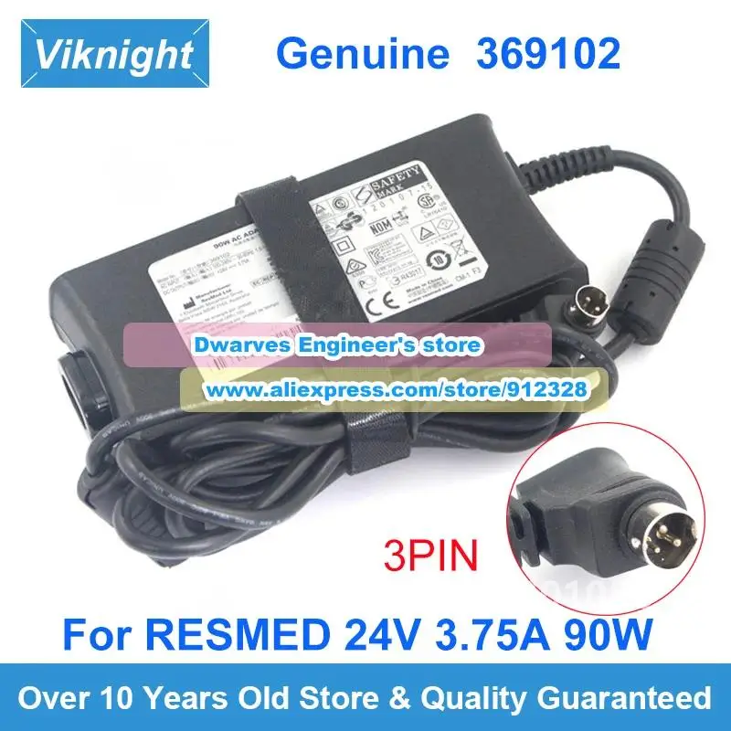 

Genuine 369102 24V 3.75A AC Adapter 90W For Resmed S9 SERIES CPAP IP21 Machines Power Supply