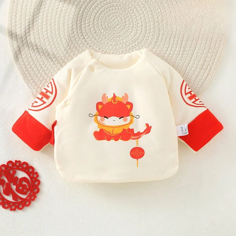 Newborn Half-back Clothes Autumn and Winter Padded Thickened Warm Tops Year of The Dragon 0-March Male and Female Baby Clothes