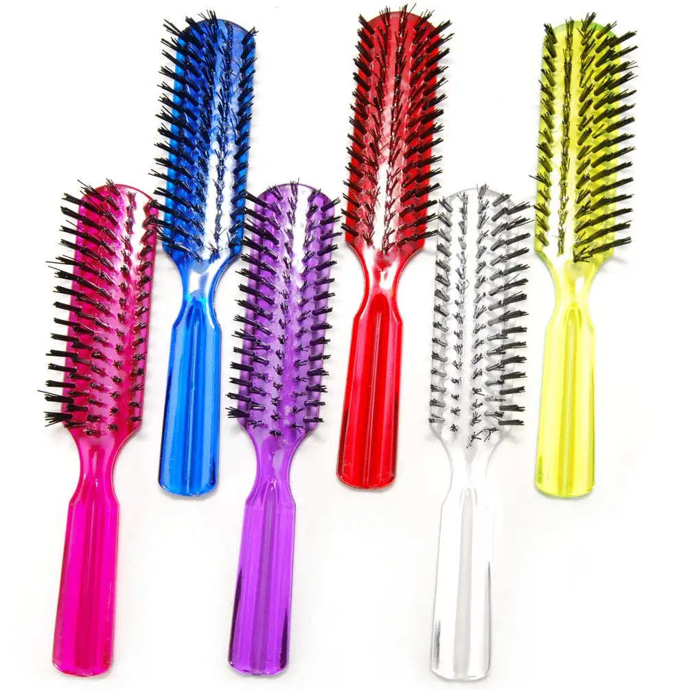 

6-Pack 6-Inch Nylon Bristle Hair Comb with Colorful Handle for All Hair Types, Assorted Colors