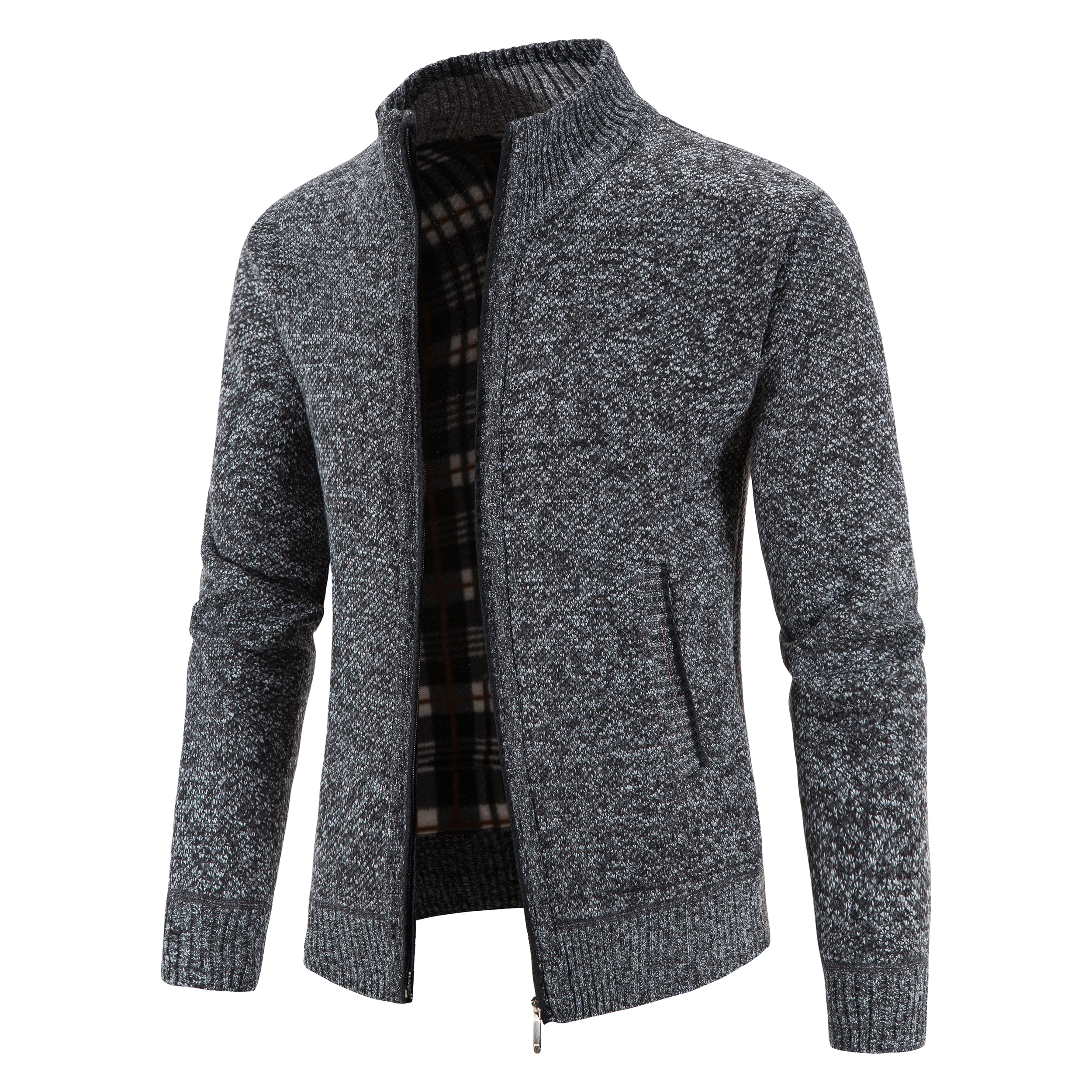 

Men Sweater Jacket Winter Autumn Cold Coat Fleece Zipper Cardigan Soft Jumpers Turtleneck Warm Y2K High Quality Outerwear