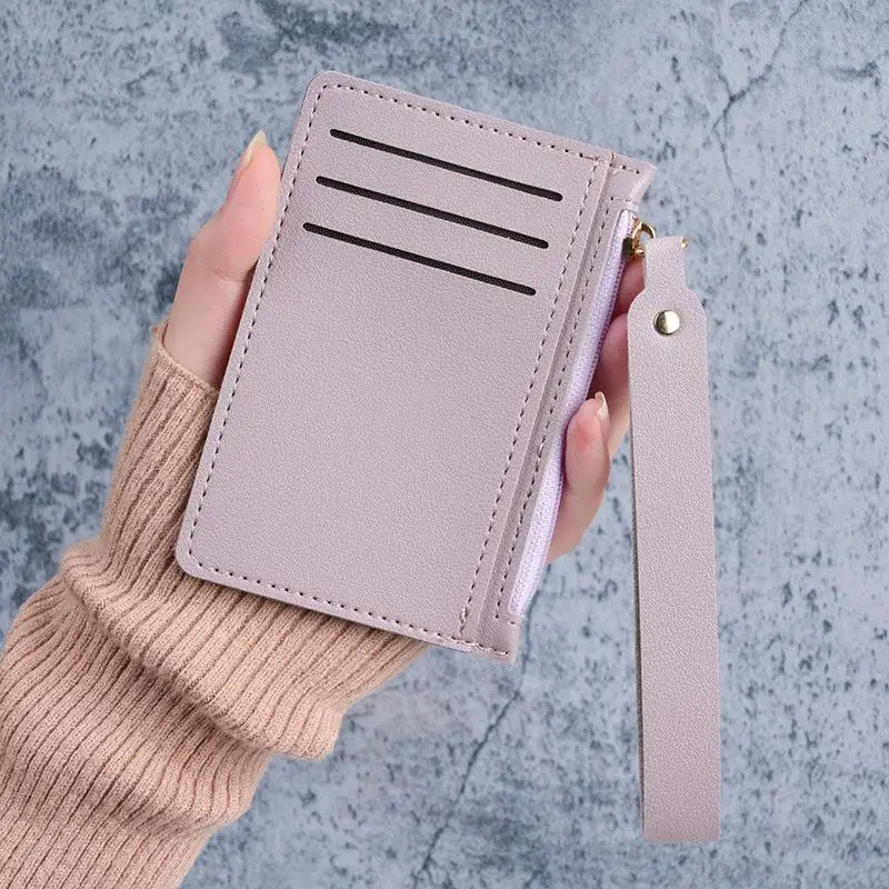 Mini Zipper Credit Card Purse Slim Compact Portable ID Bank Card Organizer Small Wallet for Teenagers Adults Daily Use
