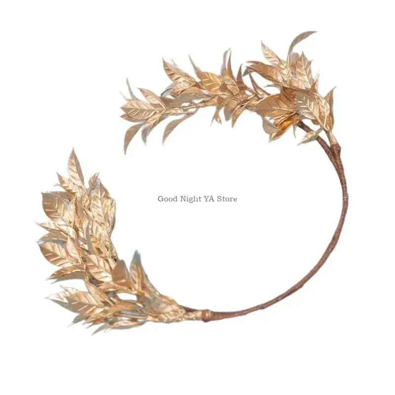 Elegantes coroas folhas douradas trançadas para noivas, cabelo leve, elegante, para cerimônias e estilo