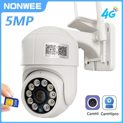 5MP 4G SIM Karte Sicherheit Kamera WiFi Außen 1080P HD PTZ CCTV Überwachung Kameras H.265 Speed Dome Auto tracking Camhi APP