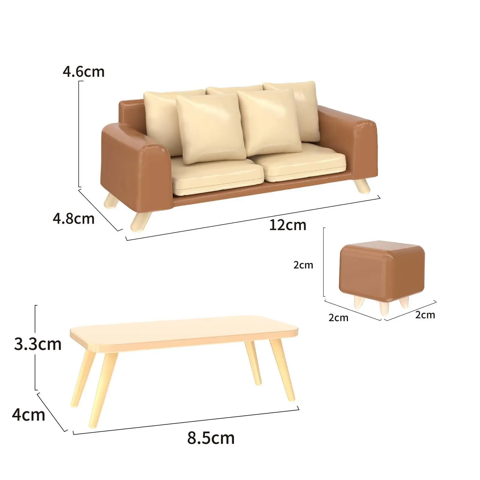 โซฟาจิ๋วเล่นสมมติสำหรับโครงการ DIY อุปกรณ์ทิวทัศน์ห้องเล็ก