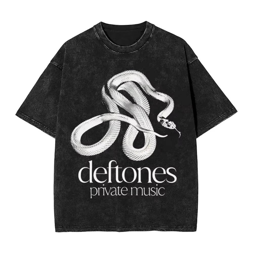 

Deftones Snake Singer Men T Shirts Washed Short Sleeve Oversize T-Shirts Private Music Album Vintage Streetwear Printed Top Tees