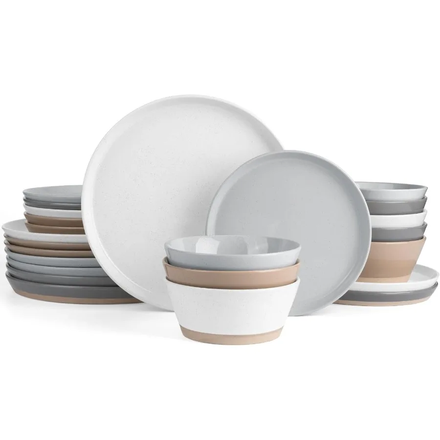 

Наборы столовой посуды Saturn в крапинку на 8, 24 предмета, каменные тарелки и миски, набор посуды, устойчивый к сколам и царапинам микроволновая печь и Di