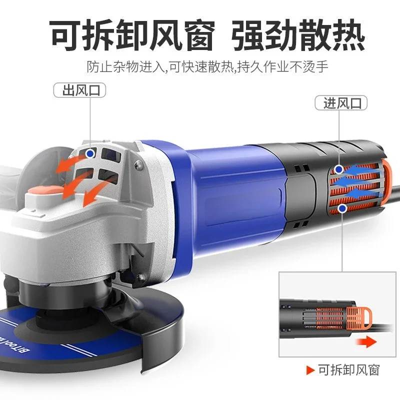 Angle Grinder Household Cutting Machine Small Multi-function Sander Power Tool Hand Grinder Hand Sanding Machine Brushed Motor