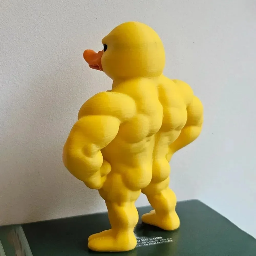 3D Whimsical Muscle Duck Figurine Sculpture, Cute Bookshelf Display Decor, Multipurpose Indoor Outdoor Home Decoration Ornament