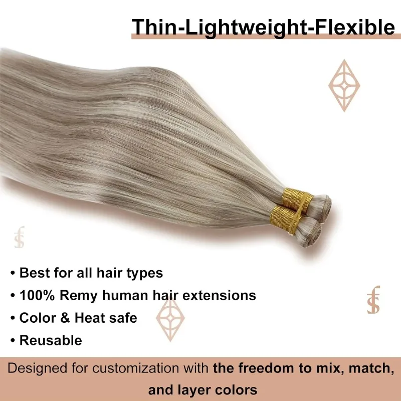 Haiyi straight gray blonde virgin stratum corneum hair weft yarn real hair extension genius human hair extension - Image 2