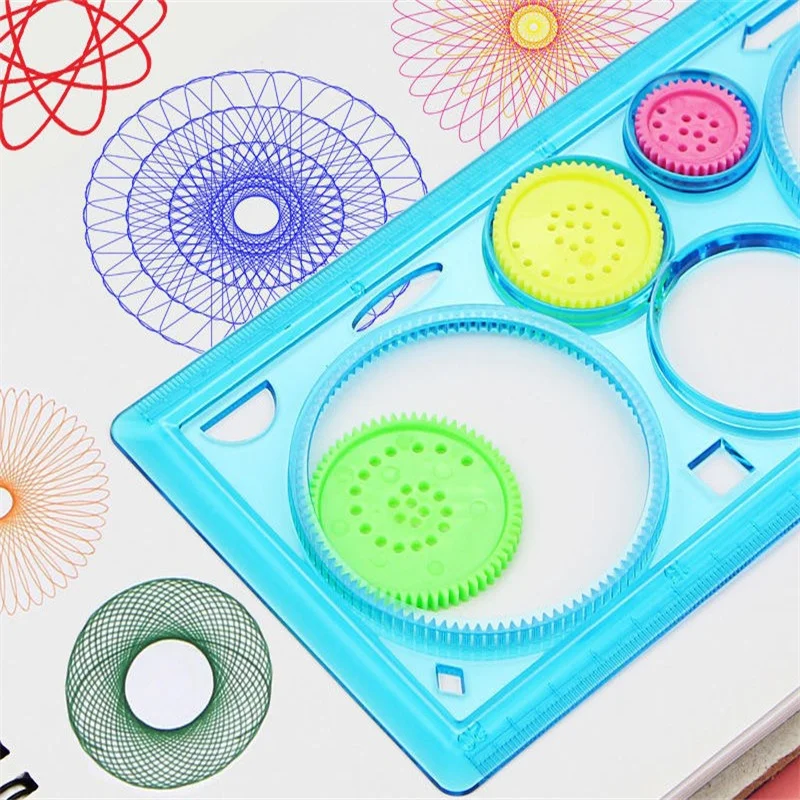 1Pcs/2Pcs Geometry Spirograph Drawing Stencils Children's Multifunctional Ruler Set School Geometric Drawing Template Ruler