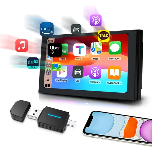 Imagen 2 del producto ANYFAR interfaz Dual inalámbrico CarPlay Android Auto adaptador inalámbrico USB TYPE-C Mini caja inteligente enchufe conexión rápida Universal