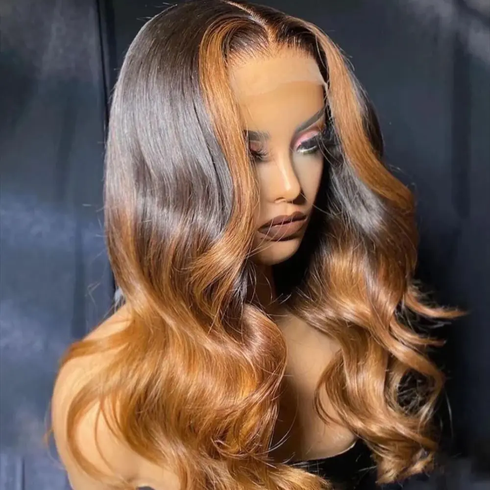 Ombre Highlight Blonde Body Wave 28“ Glueless 5x5 Silk Base Jewish Human Hair Wig Baby Hair HD Lace European Hair Preplucked Wig