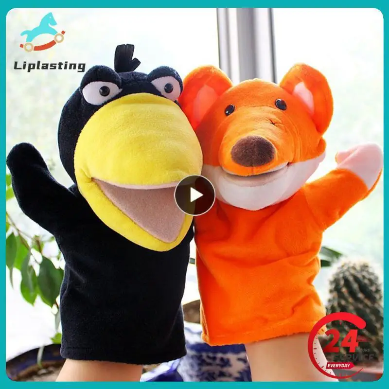 ตุ๊กตายัดไส้รูปสัตว์ boneka Jari Tangan ด้วยมือของเล่นเพื่อการศึกษาตุ๊กตาหมีจิ้งจอกจำลองของเล่นยัดไส้นุ่มเกมตุ๊กตาอนิเมะสำหรับเด็กผู้หญิง