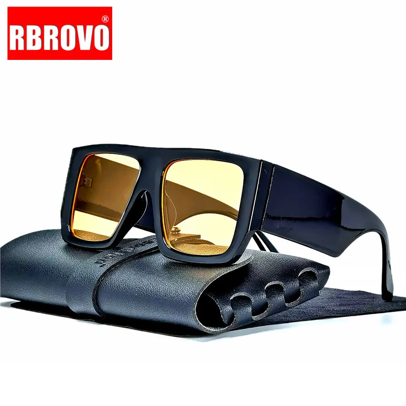 

RBROVO 2023 Vintage Oversized Sunglasses Men Square Eyewear for Men/Women Ins Sun Glasses Men Luxury Brand Gafas De Sol Mujer