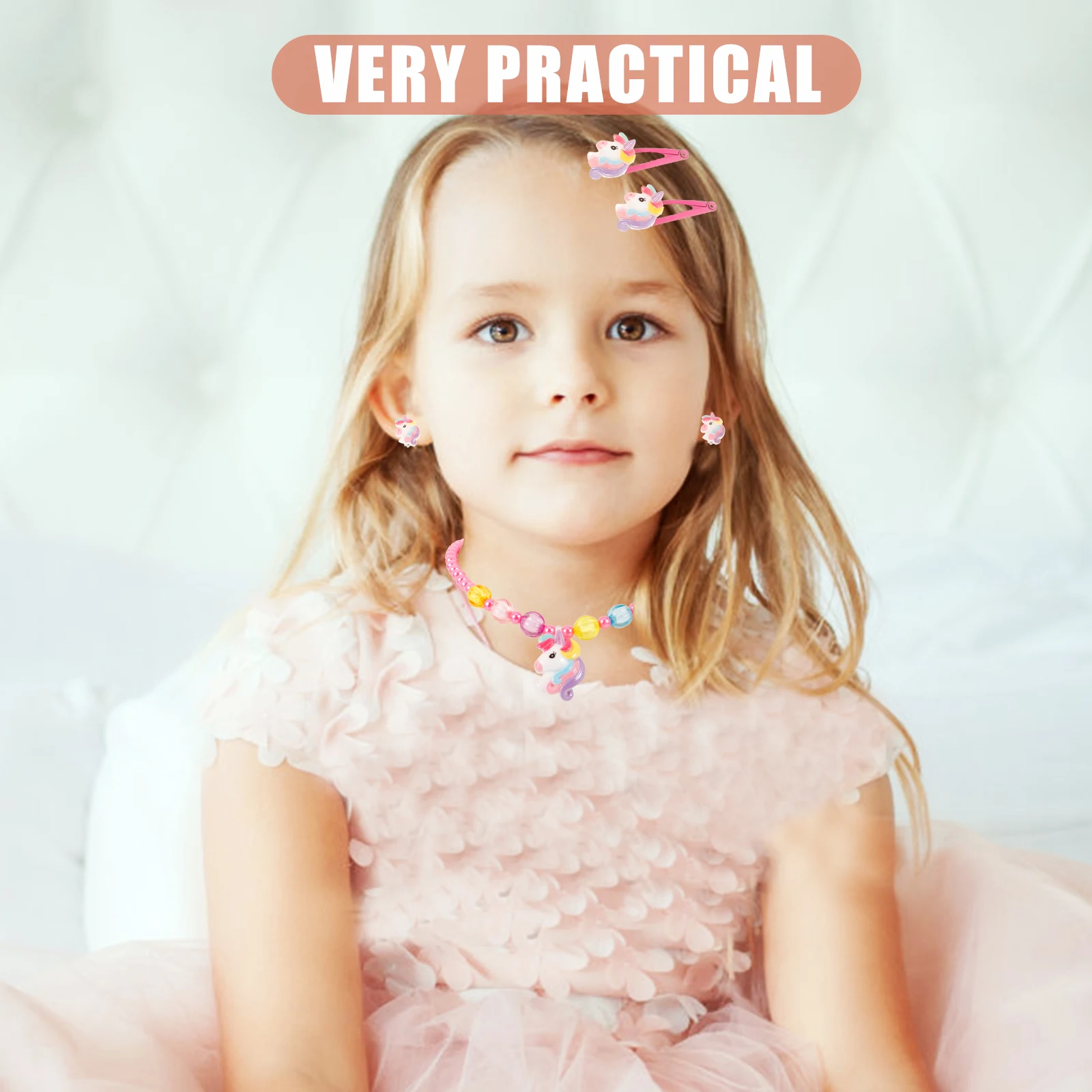 

Children's Necklace Set Hair Rings Jewelry for Bead Bracelets Little Girl Young Beaded Girls Kids